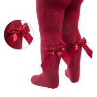 T170-BU: Burgundy Tights with Bow (2-5 Years)